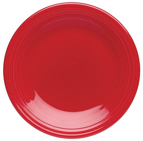 Fiesta 10.5-Inch Scarlet Dinner Plates Set of 4 - Durable Ceramic Plates for Everyday Dining, Parties & Entertaining | Microwave & Dishwasher Safe