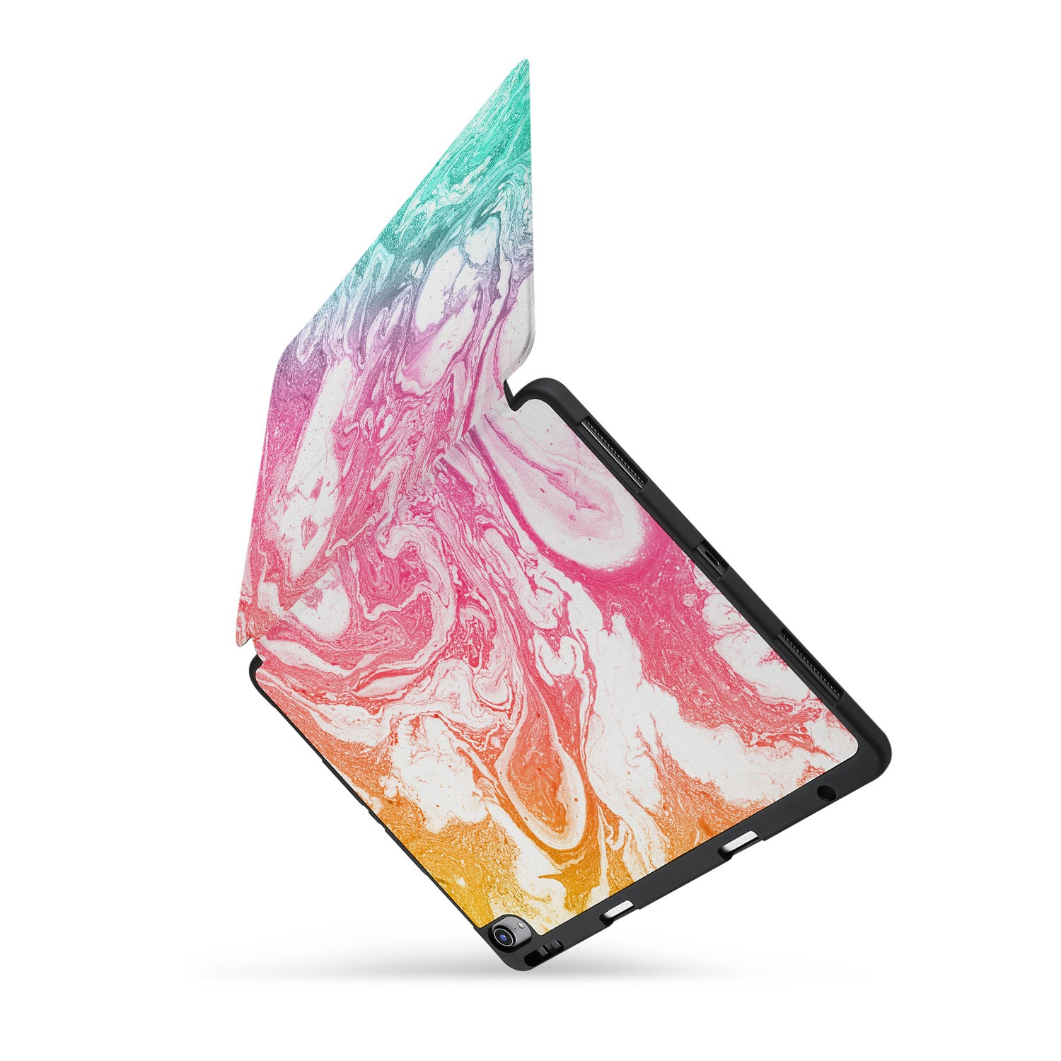 Premium iPad Trifold Case with Abstract Oil Painting Design - Slim Protective Cover for iPad Air/Pro, Perfect for Work, Travel & Home Use