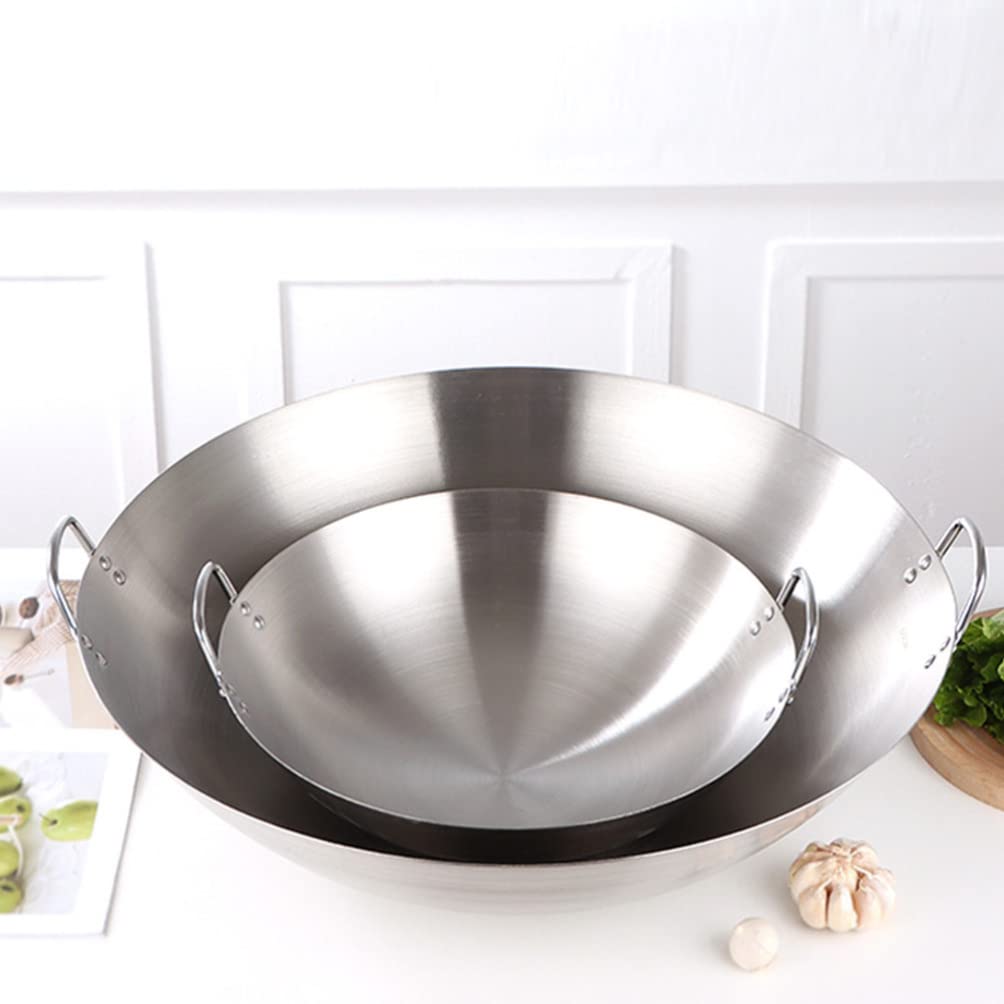 Premium Stainless Steel Wok Pan with Lid - Non Stick Carbon Steel Stir Fry Skillet, Saute Pan & Chef's Cookware - Double Handle Design for Even Heat Distribution - Perfect for Asian Stir Fry, Sautéing, Deep Frying & Home Cooking