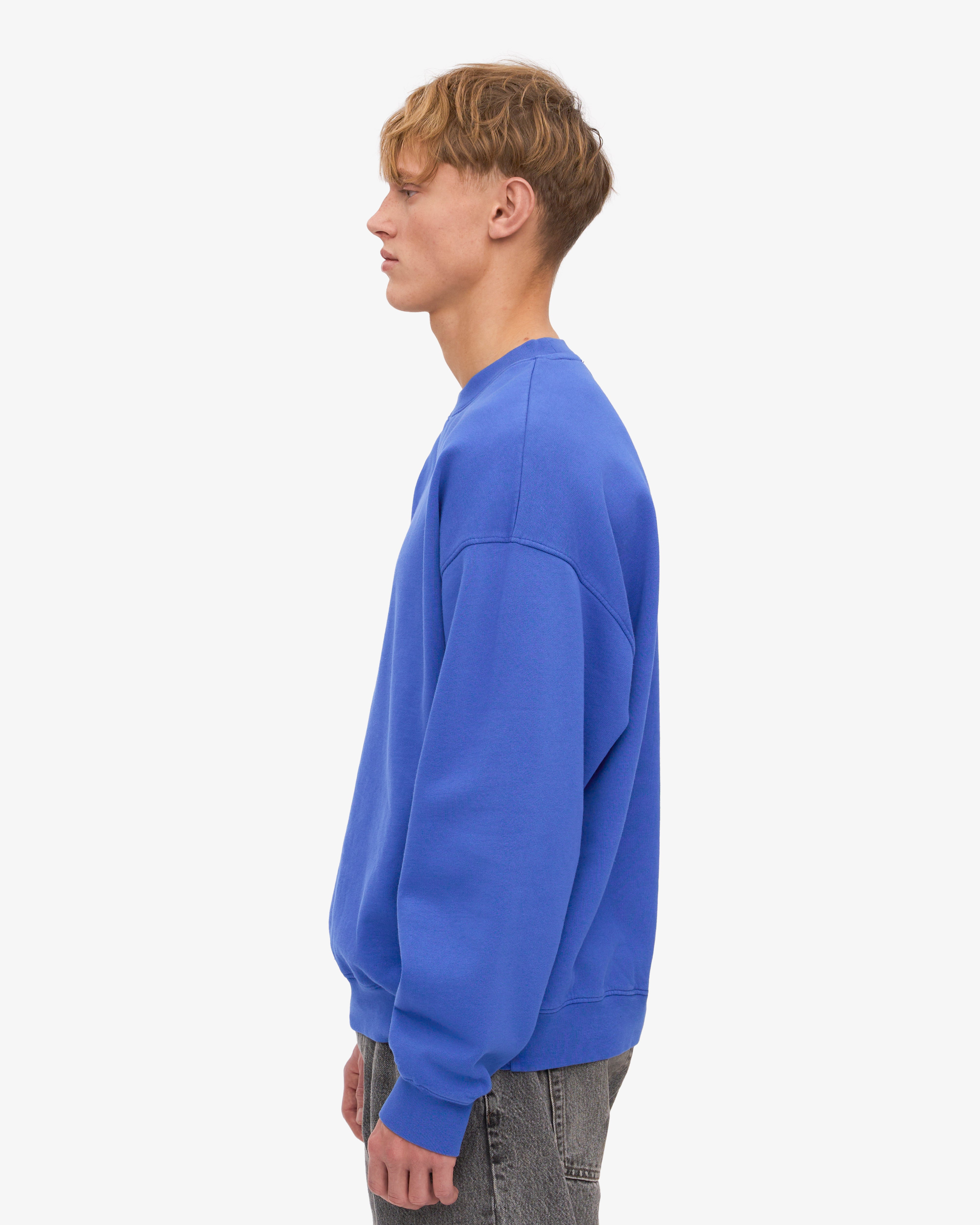 Organic Oversized Crewneck Sweatshirt - Sapphire Blue | Soft & Comfortable Cotton Pullover for Women & Men | Perfect for Casual Wear, Lounge & Outdoor Activities