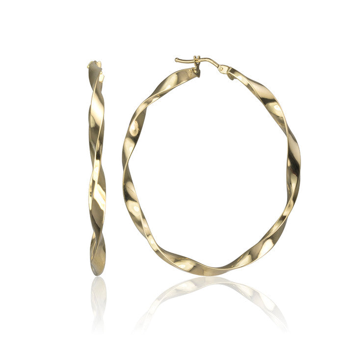 18K Yellow Gold Twist Hoop Earrings for Women - Elegant Dangle Earrings for Everyday Wear, Date Night & Special Occasions