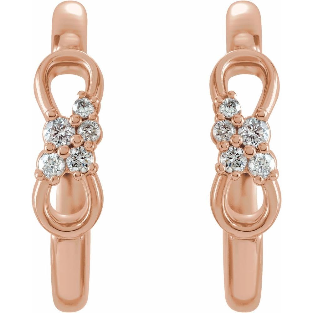 0.08 Cttw Diamond Infinity Hoop Huggie Earrings (16mm x 15mm) - Elegant Everyday Jewelry for Women, Perfect for Work, Date Night & Special Occasions