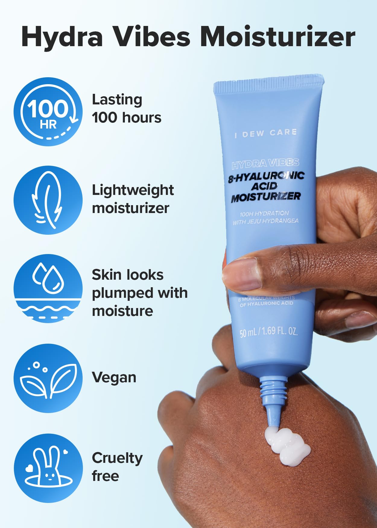 Hydra Vibes Hyaluronic Acid Moisturizer - Vegan & Cruelty-Free for Glass Skin | Daily Hydration