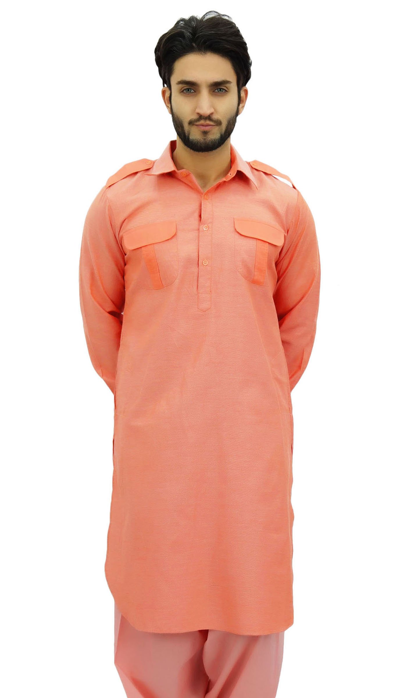 Atasi Men's Pathani Style Long Kurta Punjabi Ethnic Shirt - Traditional Indian Wedding & Festival Wear for Men