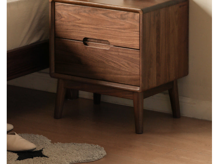 Premium Black Walnut Solid Wood Nightstand with Storage - Modern Bedside Table for Bedroom, Living Room & Guest Room - Durable & Stylish Furniture for Home Decor
