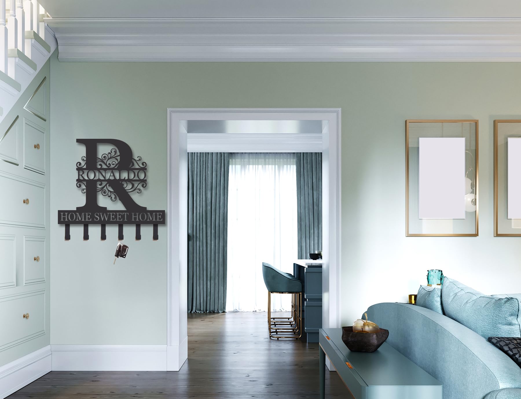 Personalized Wooden Wall Key Holder with Hooks - Rustic Coat Rack for Entryway - Custom Name Key Organizer for Home & Office (Perfect for Foyer, Mudroom, and Apartment Organization)