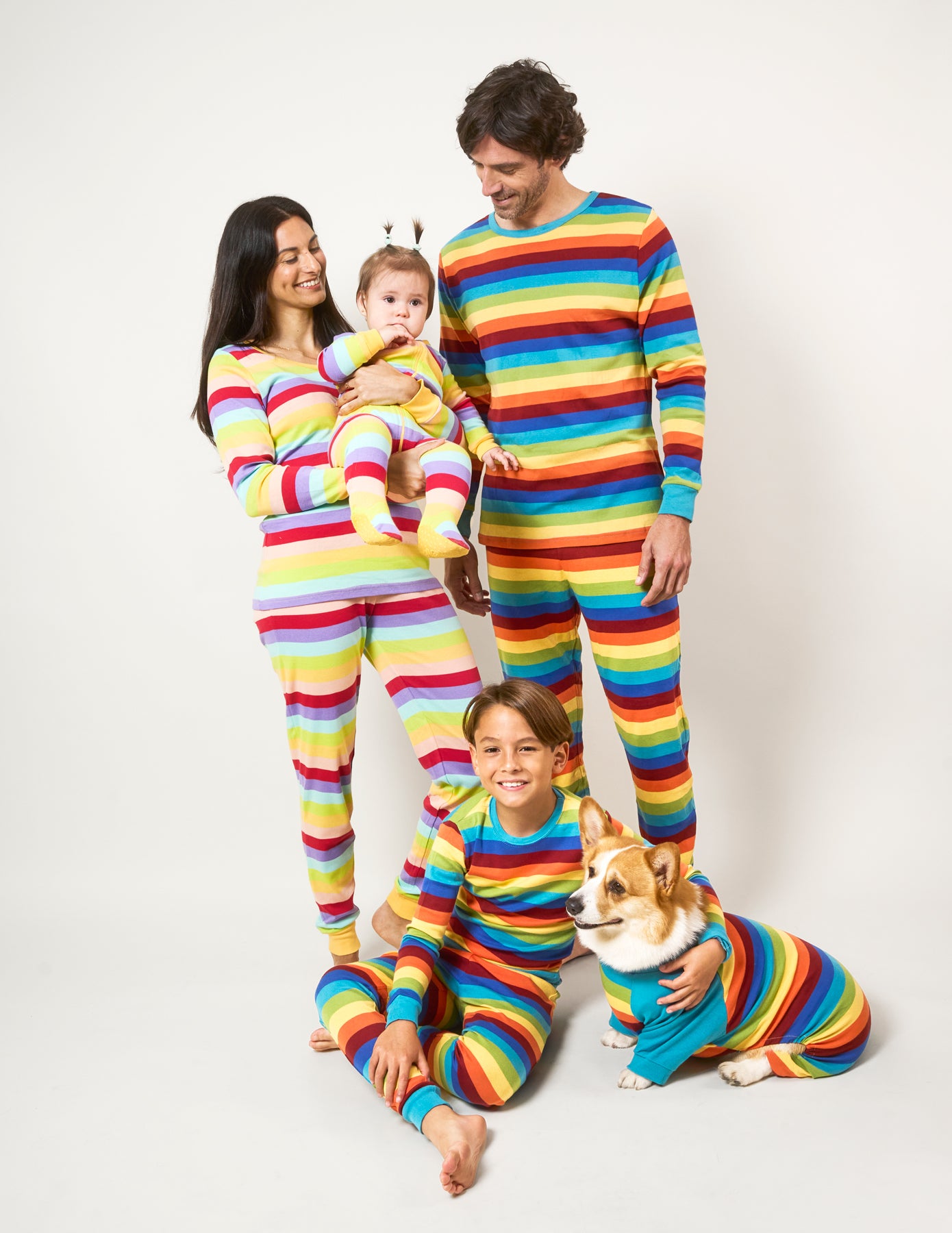 Rainbow Stripes Matching Family Pajama Set - Soft Cotton Sleepwear for Women, Men & Kids - Cozy Christmas Holiday Pajamas for Family Photos & Matching Outfits