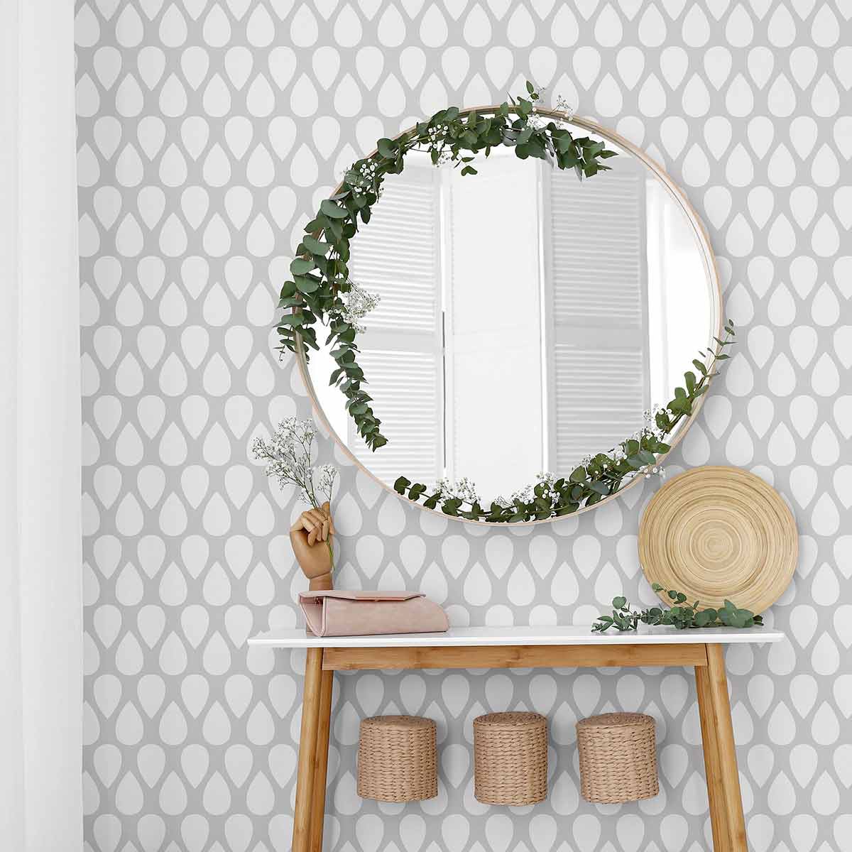 Grey Trellis Peel and Stick Removable Wallpaper - Self-Adhesive Decorative Wall Covering for Bedroom, Living Room, Kitchen, and Office