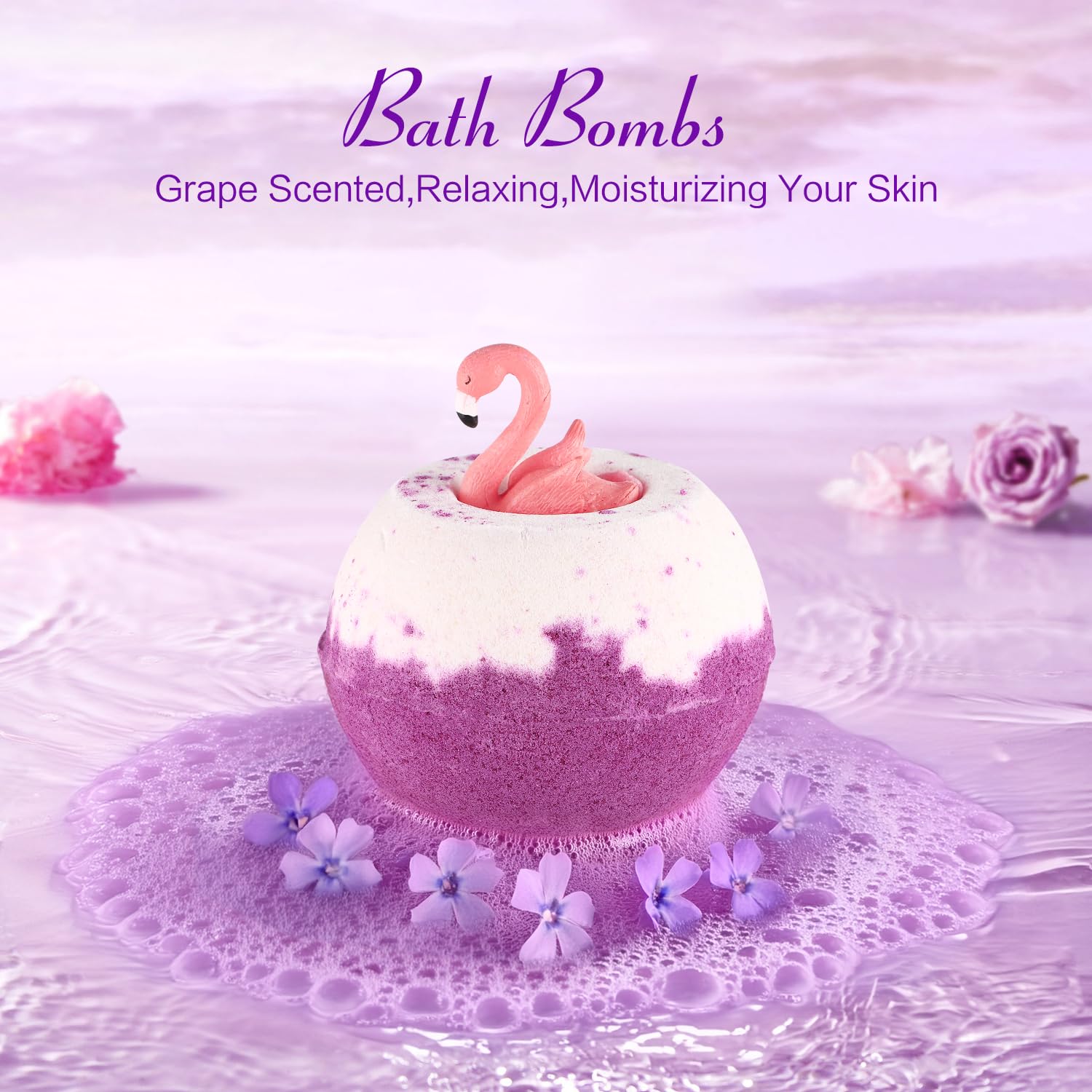 Unique Spa Relaxation Self Care Gift Basket for Women - 8P Purple Birthday, Friendship, Get Well Soon Gift for Best Friend, Mom, Wife, Sister - Perfect for Christmas, Valentine's Day & Mother's Day - Home Spa & Stress Relief Gift Set