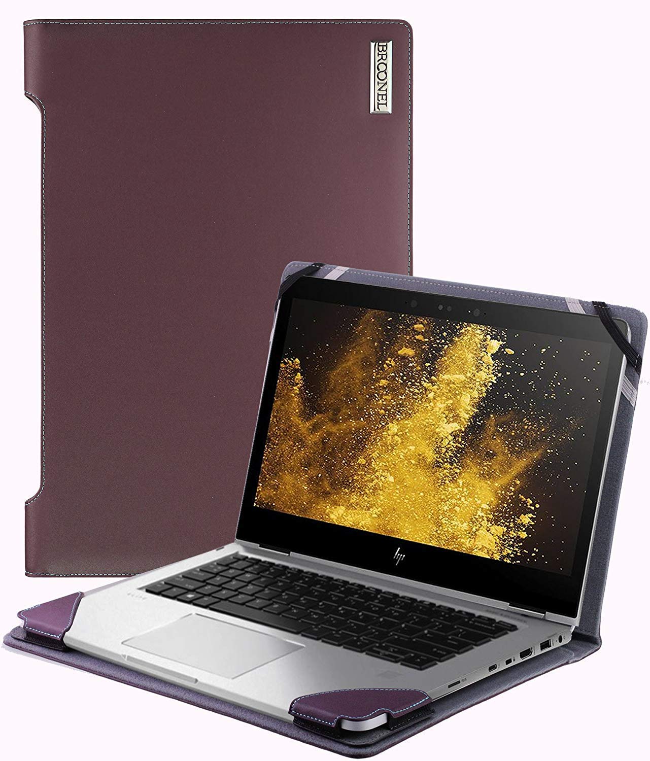 Broonel Premium Purple Leather Laptop Case for HP ProBook 450 G6 15.6 Inch - Slim Protective Sleeve with Soft Interior - Perfect for Business Travel, Office & School Use