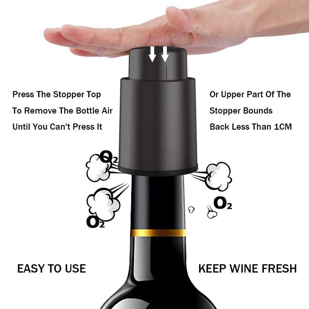 Premium Vacuum Wine Stoppers with Time Scale - 2 Pack Stainless Steel & ABS Wine Preserver Corks | Leakproof Wine Sealer for Champagne, Red & White Wine | Keeps Wine Fresh for 7 Days | Ideal Gift for Wine Lovers | Perfect for Parties, Home Bars & Restaurants