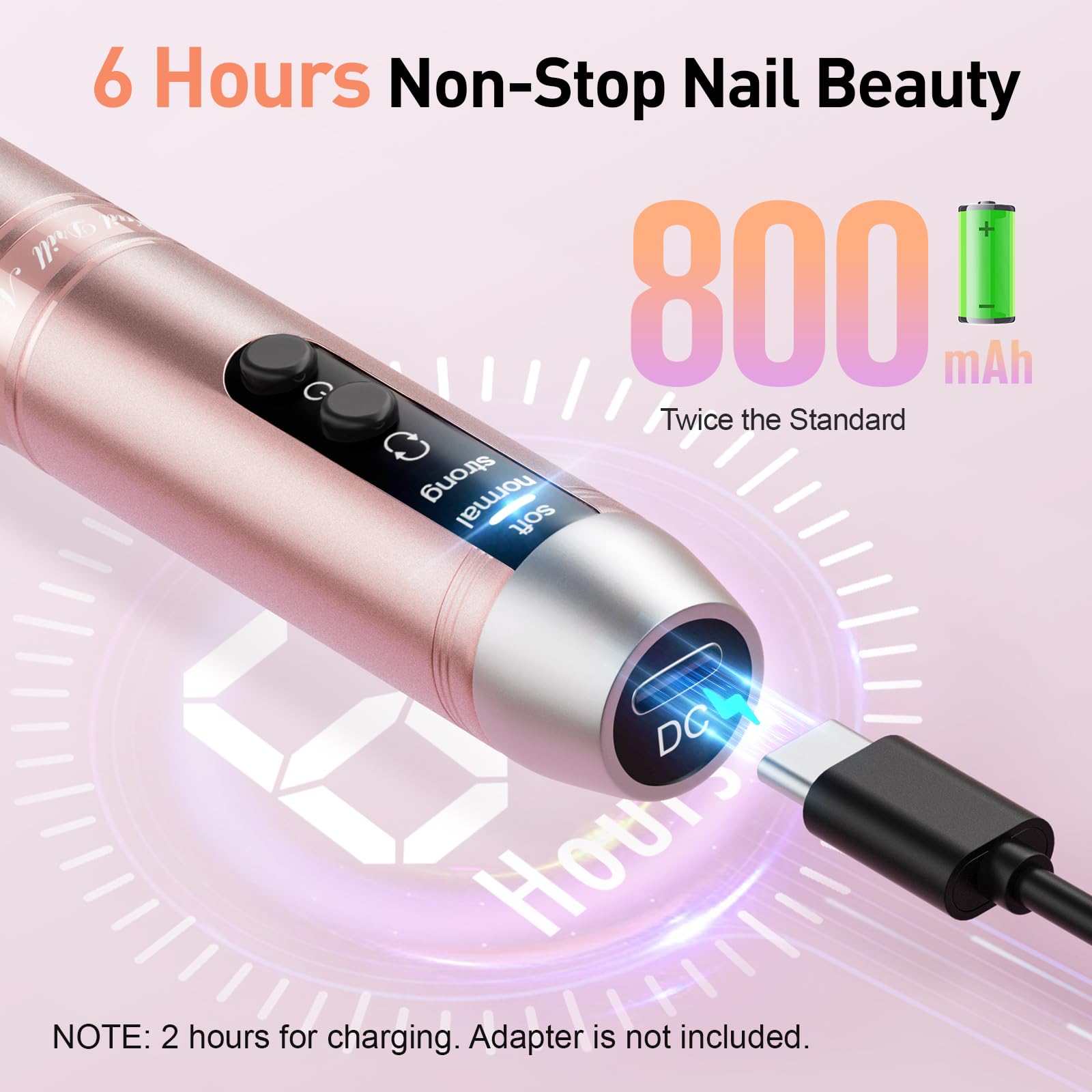 Professional Cordless Nail Drill Kit - Rechargeable Electric Nail File with 11 in 1 Drill Bits for Acrylic, Gel & Dip Powder Nails | Portable Efile Manicure Pedicure Machine for Home & Salon Use | Gold Finish | Perfect for DIY Nail Art, Nail Extensions & Professional Nail Care