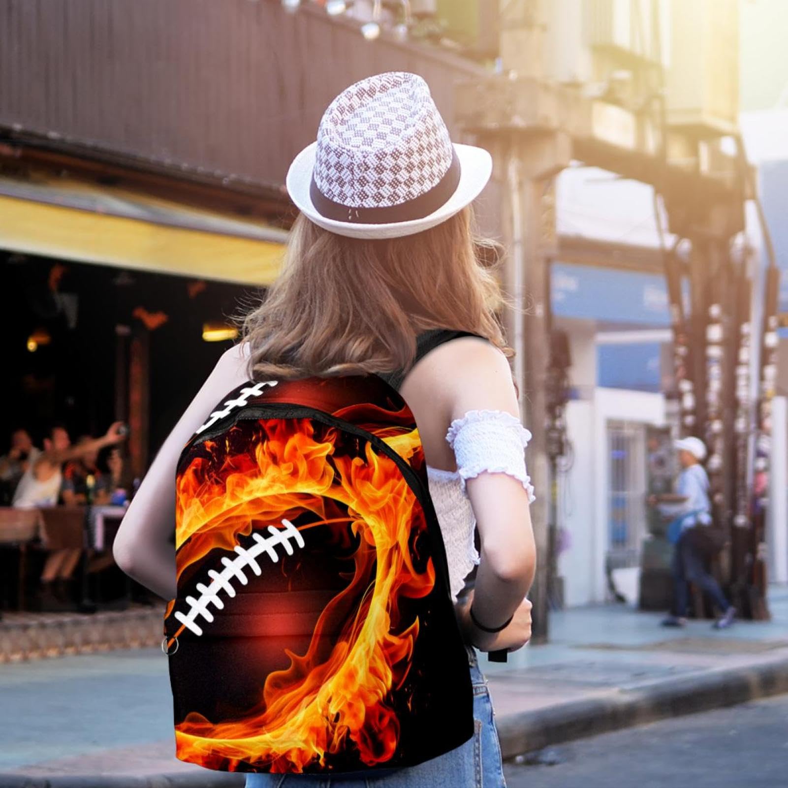 Stylish Travel Backpack for Women & Men - Durable American Football Design Backpack for Hiking, Commuting & College Campus Use