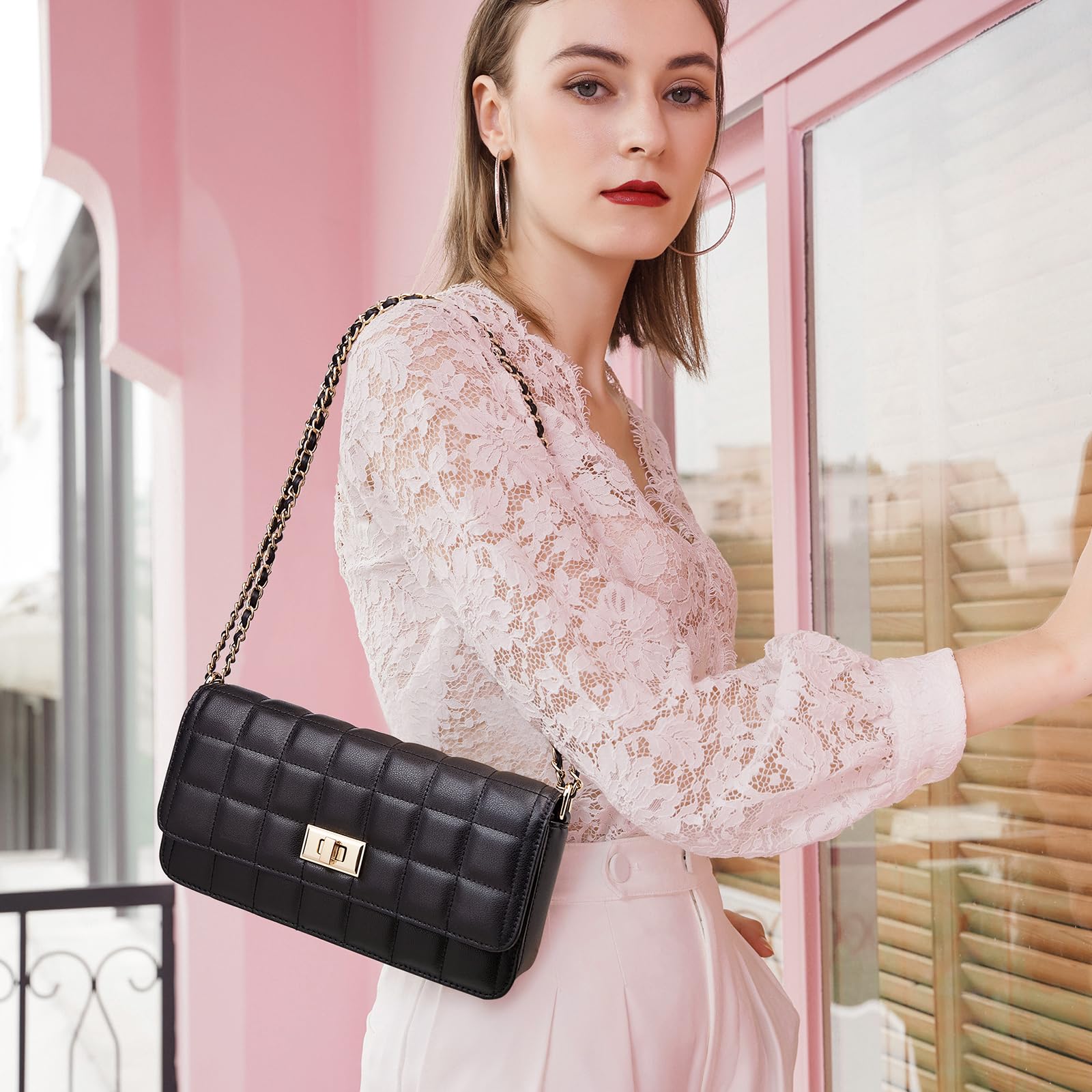 LAORENTOU Vegan Leather Heart Crossbody Bag for Women - Stylish Magnetic Buckle Purse for Daily Use