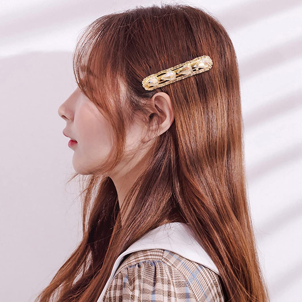 SalLady Golden Metal Hair Clips - 3PCS Alloy Rhinestone Hair Pins for Women | Dainty Creative Styling, Strong Tight Hold | Perfect for Weddings, Parties & Everyday Elegance