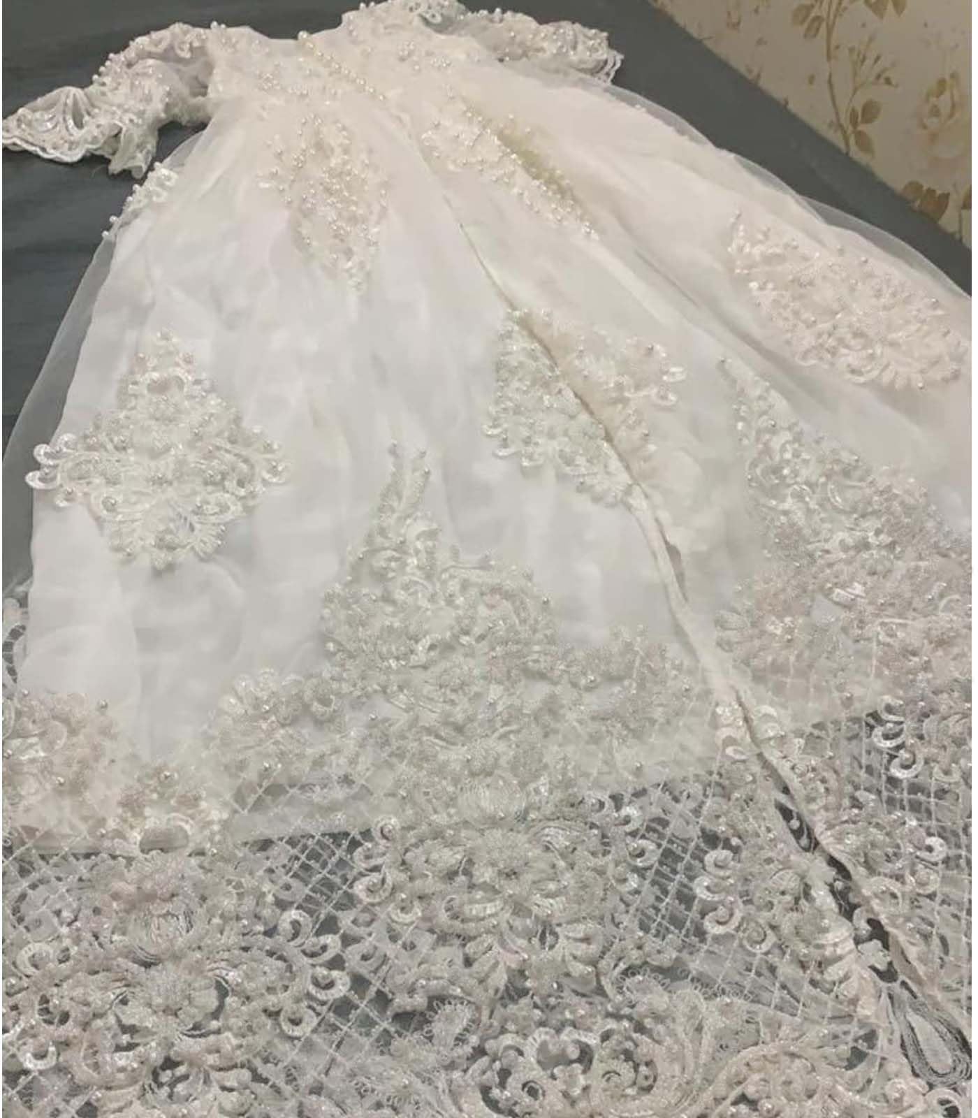 Baby Girl Pearl Baptism Dress - Elegant Full Pearl Christening Gown for Newborns & Infants - Perfect for Church Ceremonies, Christenings & Special Occasions