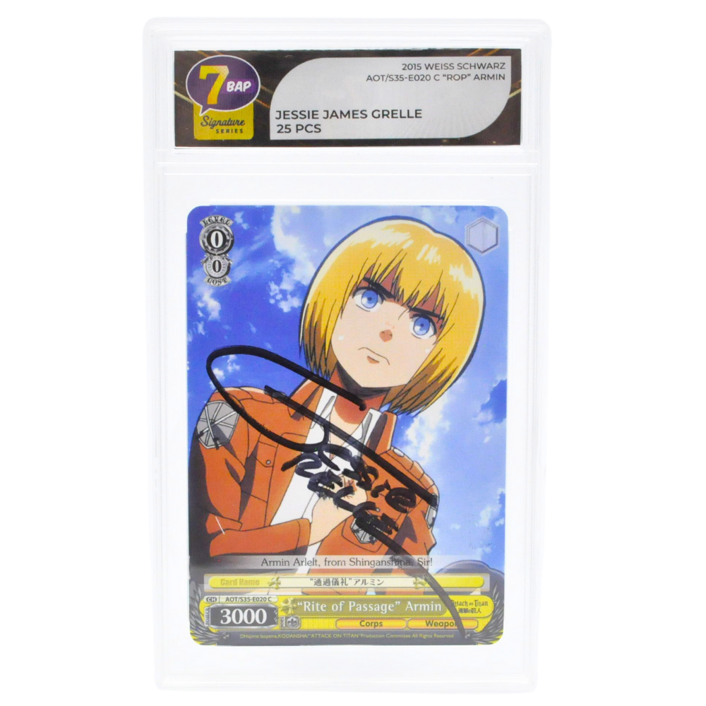 2015 Weiss Schwarz Attack on Titan Armin Arlert Signed Card - Jessie James Grelle Signature Series /25 Limited Edition - Anime Collectible for Trading Card Games & Memorabilia Display