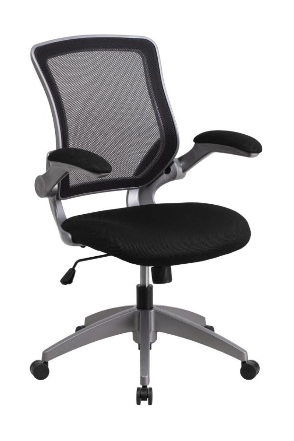 Ergonomic Mesh Office Chair with Flip-Up Arms - Mid Back Swivel Task Chair with Gray Frame for Home & Office Workspace Comfort