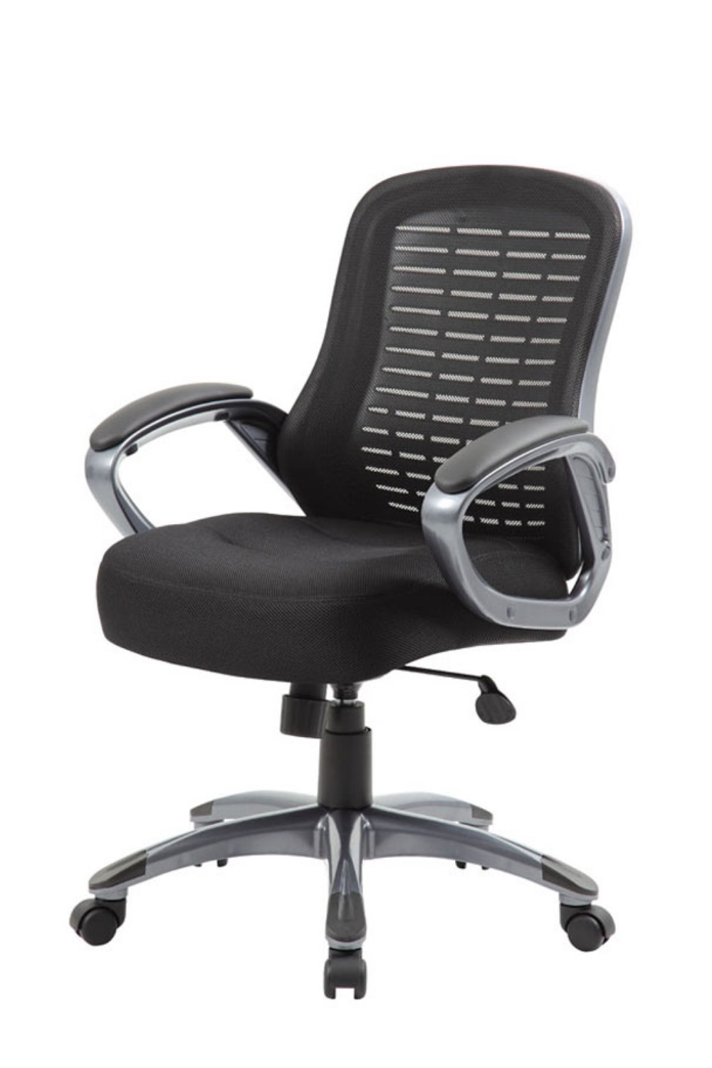 Ergonomic Boss Ribbed High Back Mesh Office Chair B6756 - Adjustable Lumbar Support & Breathable Design for Home & Office Workspaces