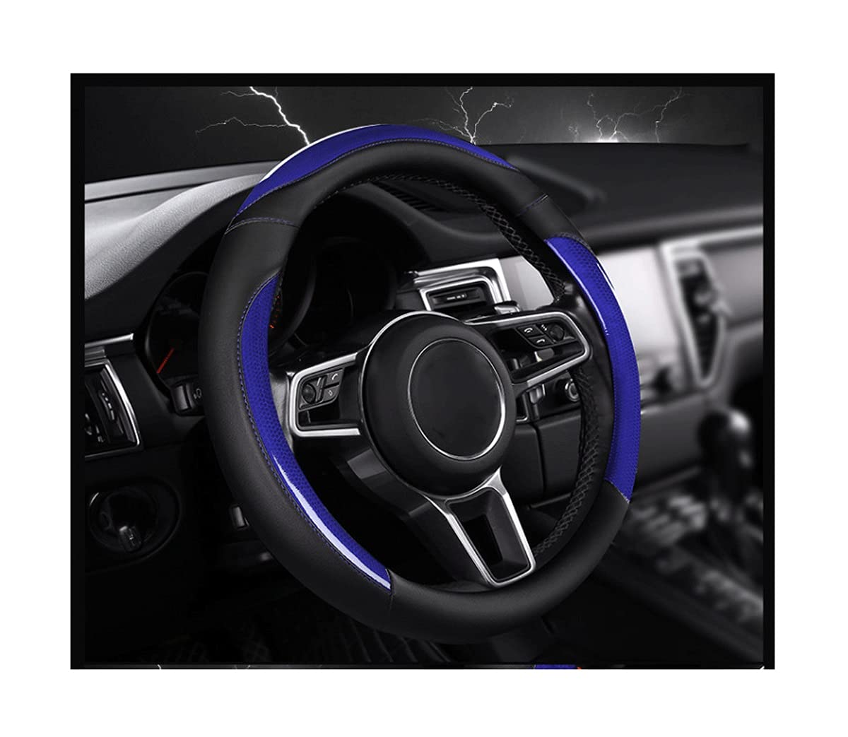Premium Non-Slip Leather Steering Wheel Cover - Soft Microfiber, Universal Fit 14.5-15 Inches (36-38cm), Breathable & Comfortable (Blue) - Perfect for Cars, Trucks & SUVs - Enhances Grip & Driving Comfort