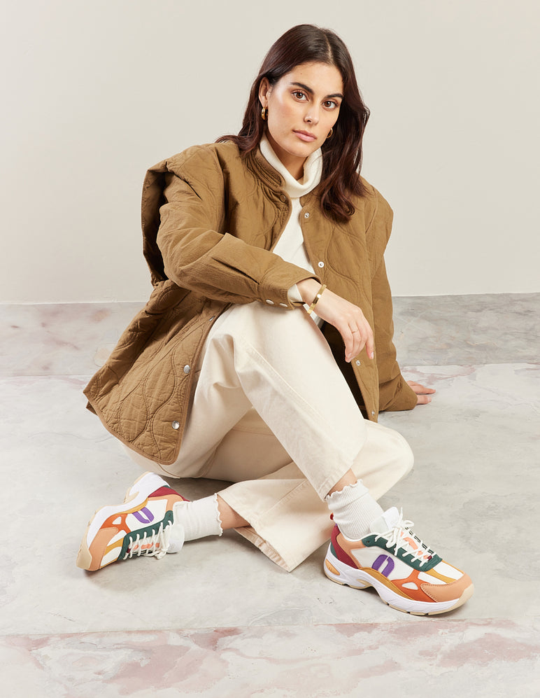 Odaje Mae Sneakers for Women - Peach White Comfortable Casual Walking Shoes | Perfect for Running, Gym, Workout & Everyday Wear