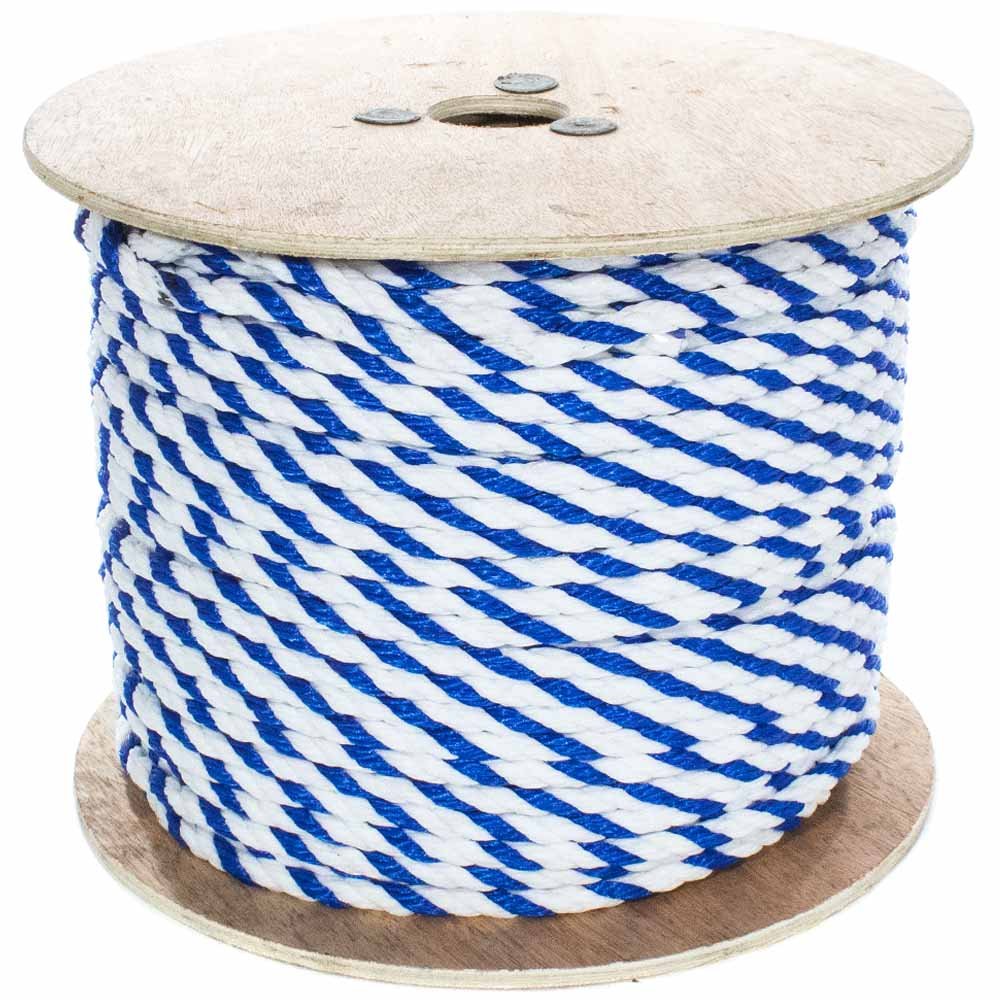 GOLBERG G Twisted Polypropylene Pool Rope - Blue & White 3-Strand Polypro Cord - Lightweight Durable Utility Rope for Pool Safety, Boating, and Outdoor Activities
