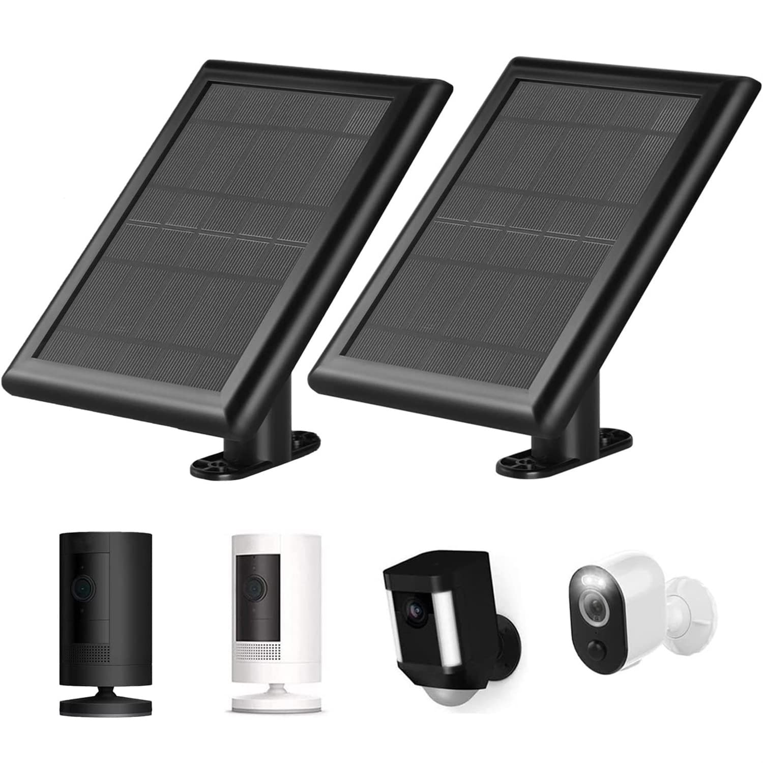 2 Pack Solar Panel for Ring Spotlight & Stick Up Cam - Portable Solar Charger Compatible with Ring Security Camera Battery Replacement - Perfect for Outdoor Home Security & Surveillance
