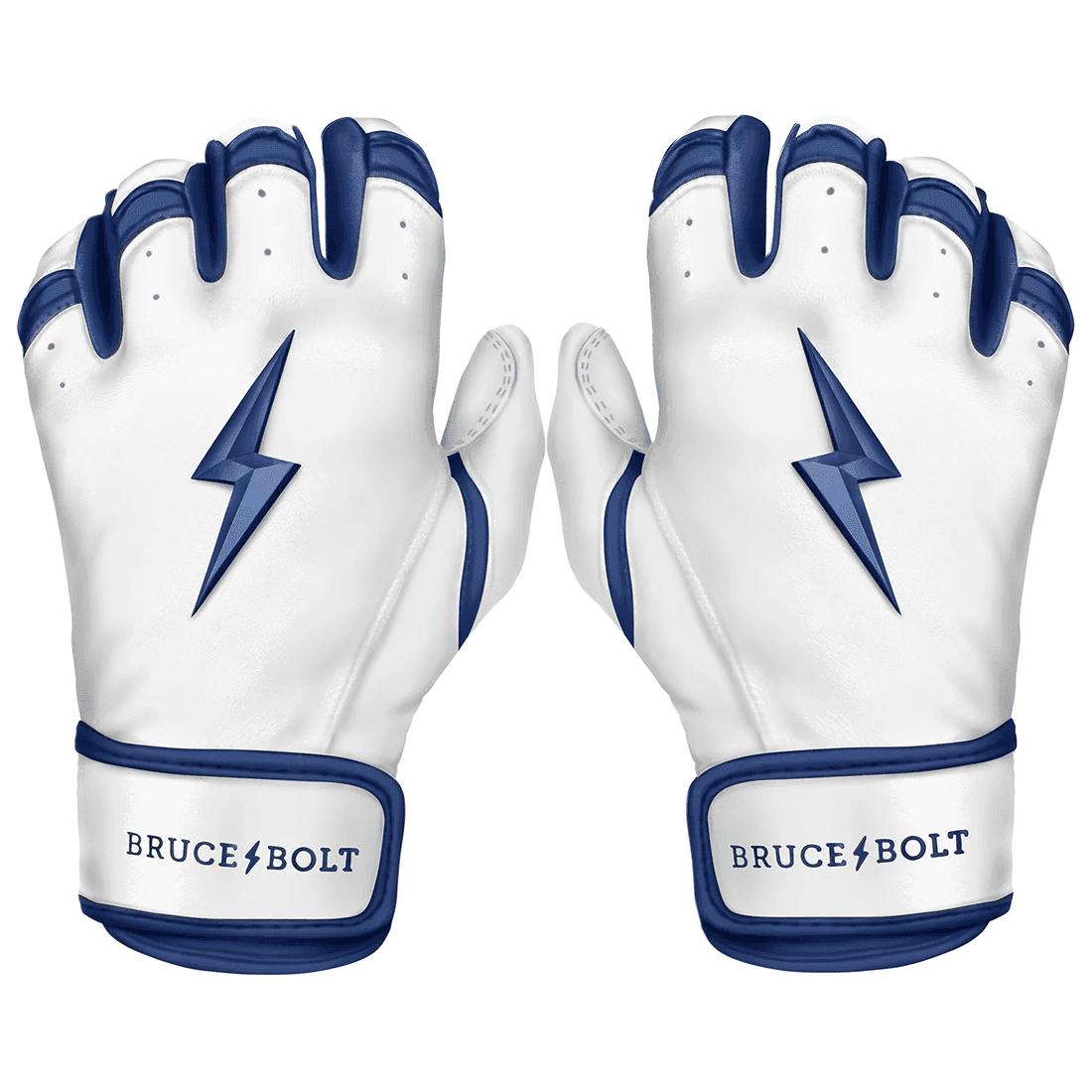 Bruce Bolt Premium Pro Chrome Series Short Cuff Batting Gloves for Baseball & Softball - Navy Blue | Durable, Comfortable & Enhanced Grip for Hitting & Fielding