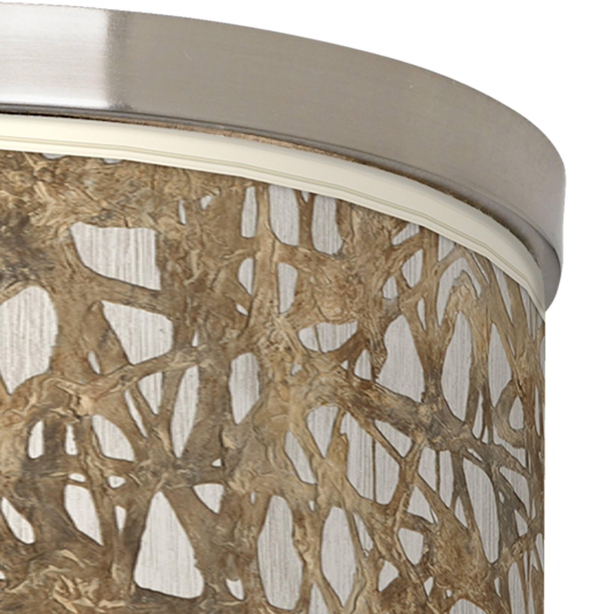 Energy Efficient Organic Nest Giclee Nickel Ceiling Light with Printed Shade - Perfect for Eco-Friendly Bedroom, Living Room & Office Lighting