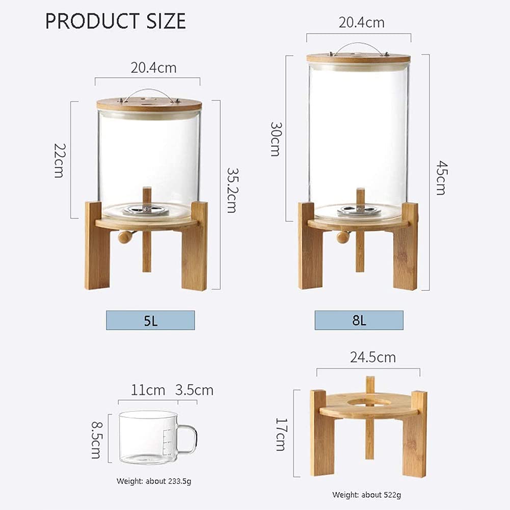 Glass Flour & Grain Storage Containers with Lids - 8L Airtight Kitchen Food Canisters for Baking Ingredients, Rice, Pasta & Dry Goods - Includes Measuring Cups & Holders - Perfect for Pantry Organization & Bulk Food Storage