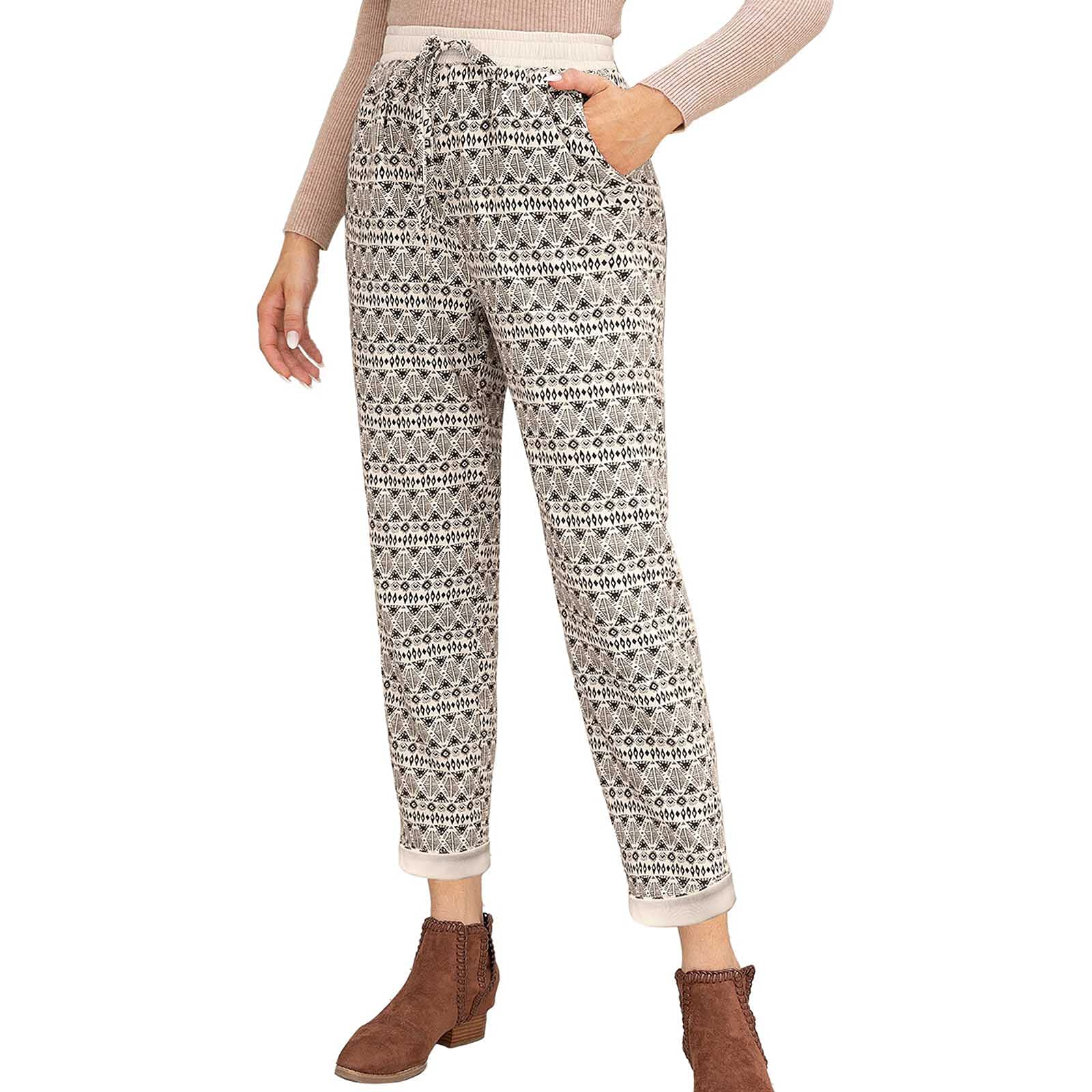 Trendy Women's Plaid Casual Pants for Fall & Summer 2024 with Pockets - Comfortable & Stylish for Work, Travel and Everyday Wear
