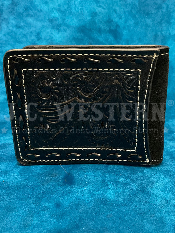 Nocona Men's Roughout Leather Bifold Wallet with Money Clip - Black | Durable & Stylish for Everyday Use, Travel, and Gifts