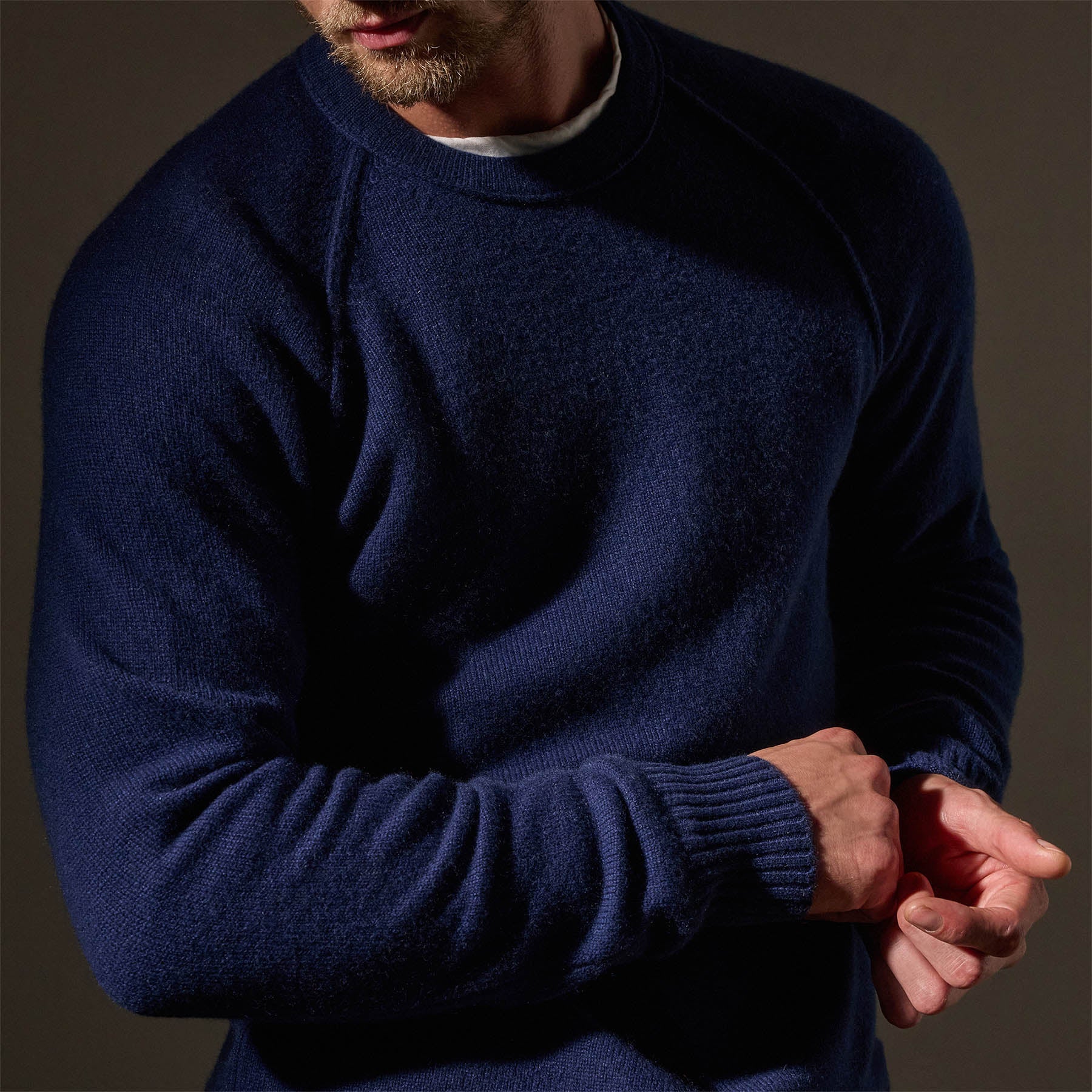 Eco-Friendly Recycled Cashmere Raglan Crewneck Sweater - Royal Blue | Sustainable Fashion for Casual Wear & Layering