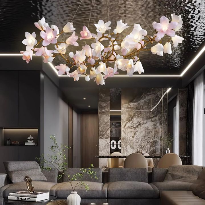 Elegant Floral Ceiling Light - Modern Circular Blossom Chandelier for Dining Room, Bedroom & Living Room Decor
