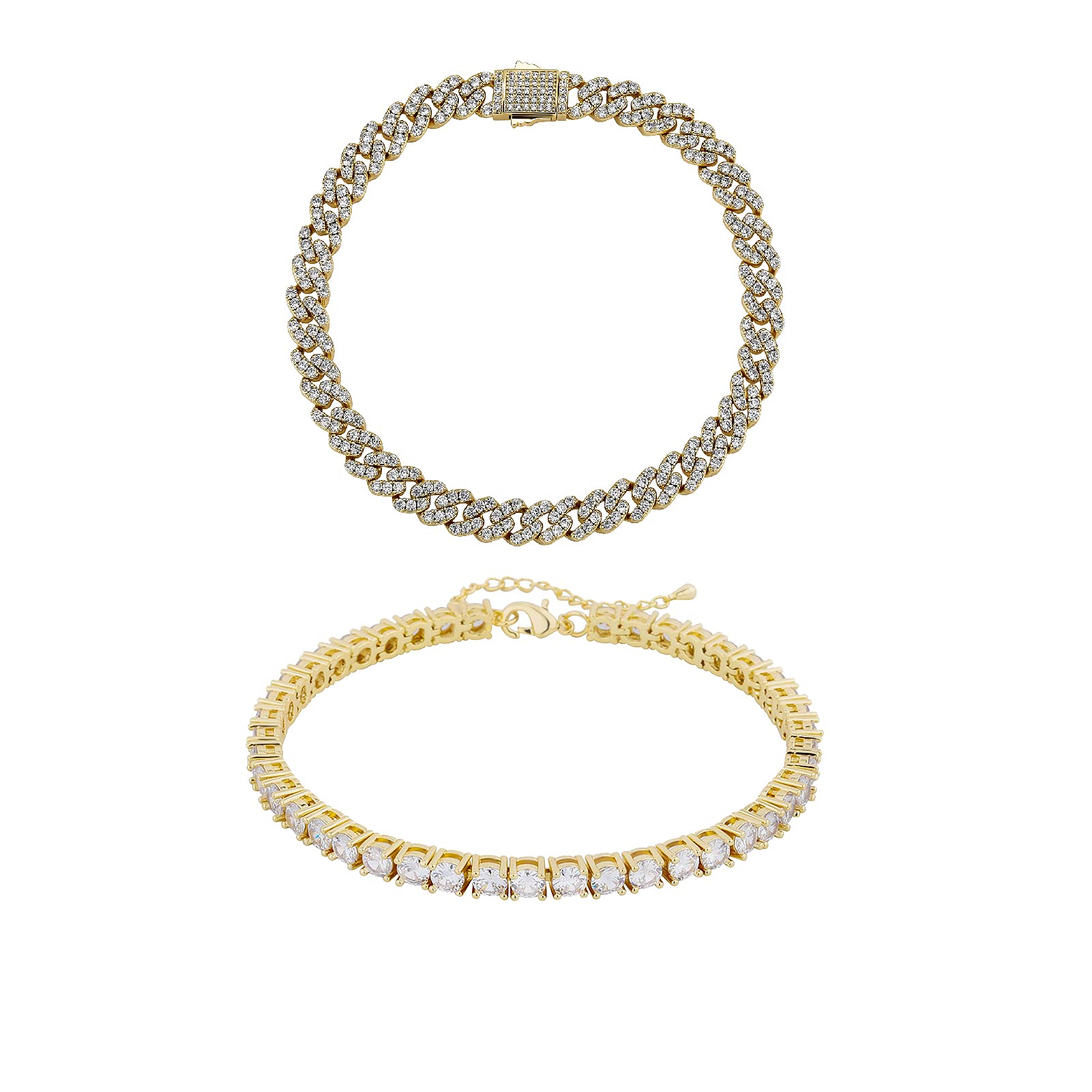 TOPGRILLZ 8mm Cuban Link Anklet for Women - Gold/Silver Tennis Chain Ankle Bracelet, Dainty Foot Jewelry Gift for Her - Perfect for Parties, Beach & Everyday Wear