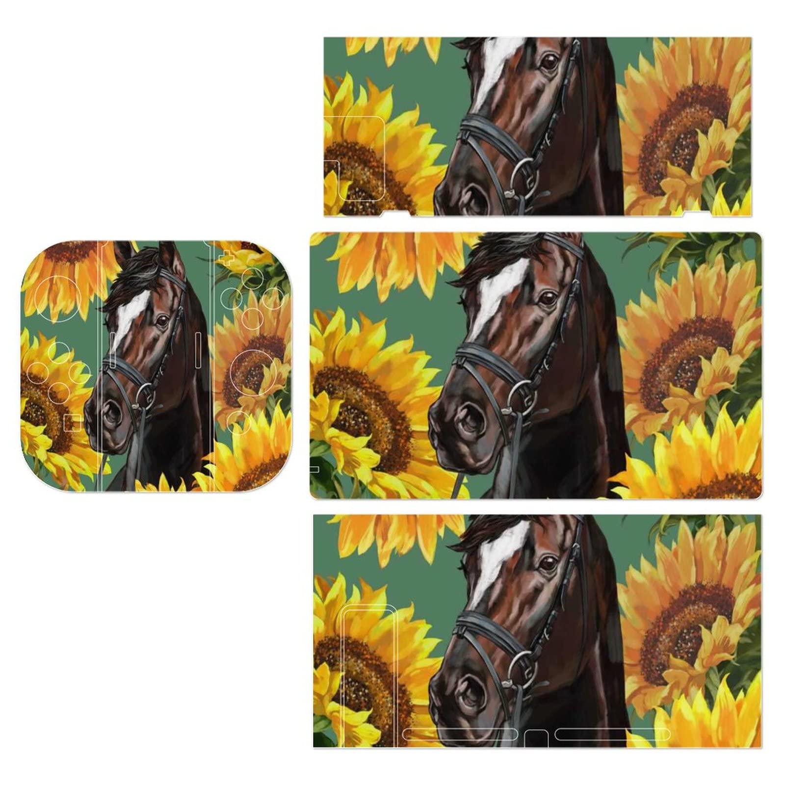 Sunflower Horse Nintendo Switch Full Wrap Skin - Protective Decal Sticker for Switch Console - Perfect for Gaming, Travel & Home Decor