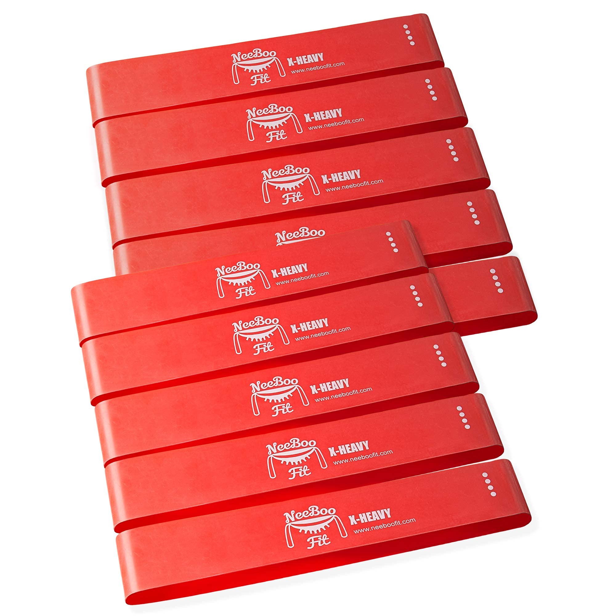 NeeBooFit Resistance Loop Bands Set - 5-Pack Exercise Bands for Home Workouts, Yoga, Pilates & Physical Therapy - 12x2 Inch Latex Fitness Bands for Strength Training, Muscle Recovery & Stretching