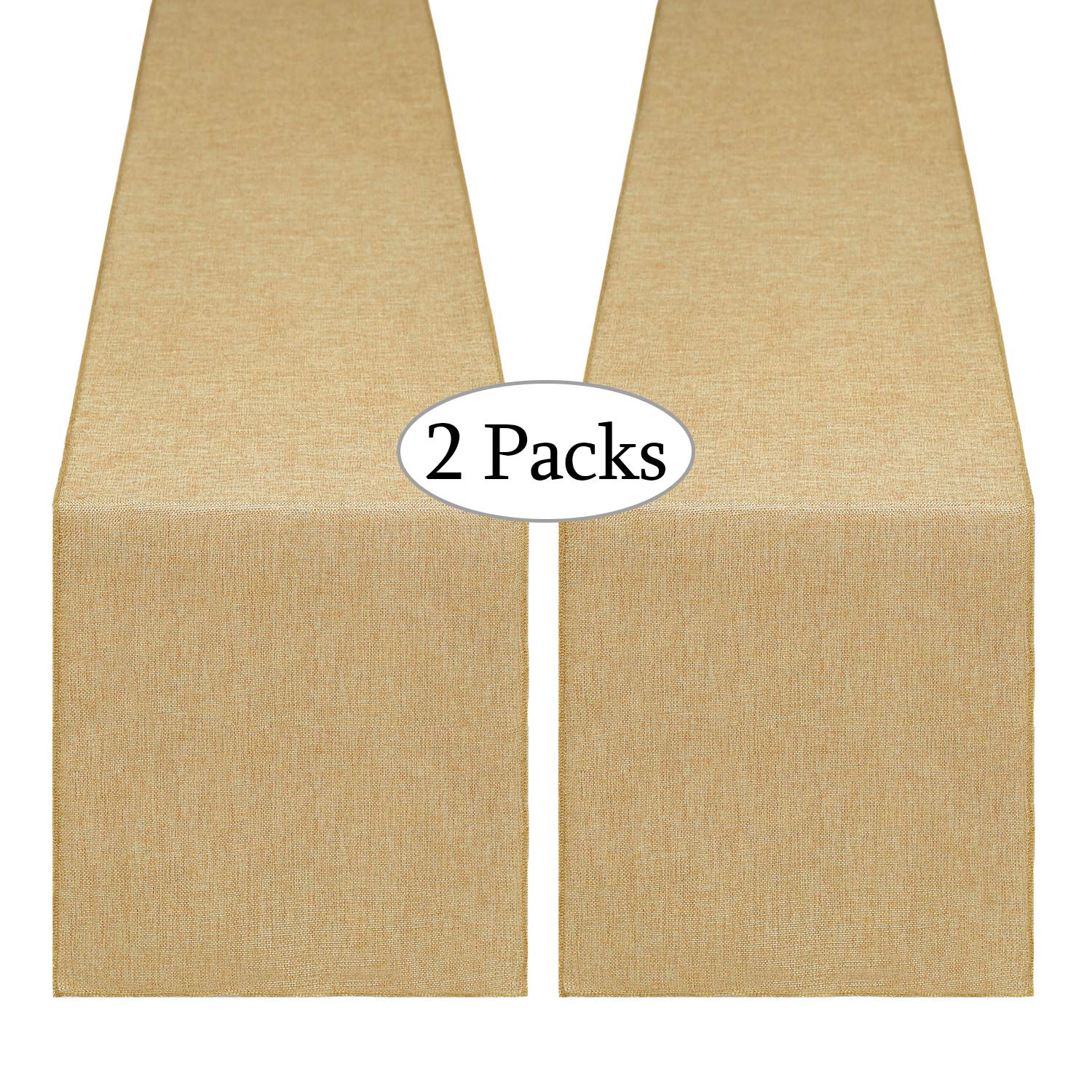 B-COOL 12x108 Inch Burlap Table Runner Set of 2 - Farmhouse Jute Table Cover for Wedding, Party & Fall Decorations (Khaki) - Perfect for Rustic Weddings, Thanksgiving Centerpieces & Farmhouse Dining Room Decor