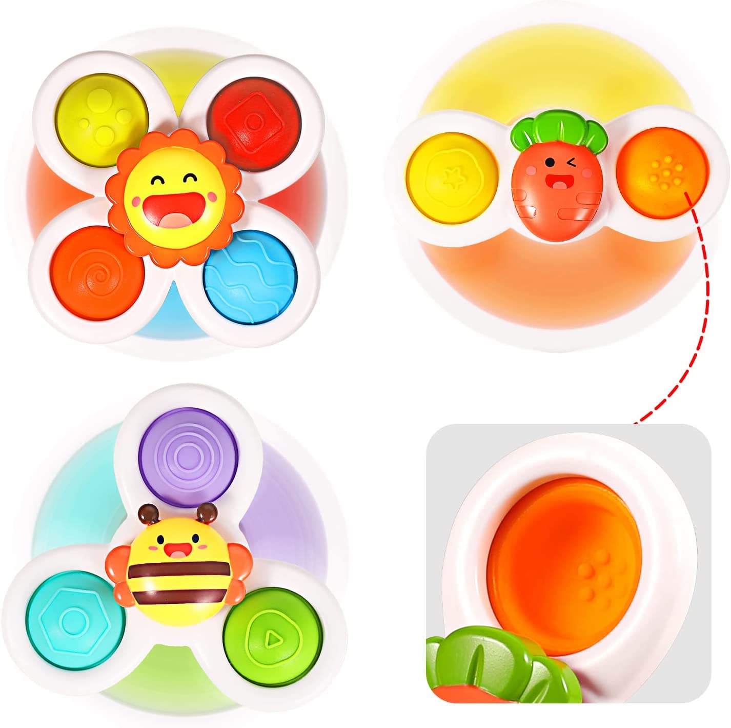 Best Suction Cup Spinner Toys for Babies 6-12 Months | Sensory Bath & Travel Toys for Toddlers 1-3 Years | Safe BPA-Free Baby Shower Toys | Perfect First Birthday Gift for Boys & Girls (3-Pack) - Fun for Bathtime, Car Rides & Early Learning Play