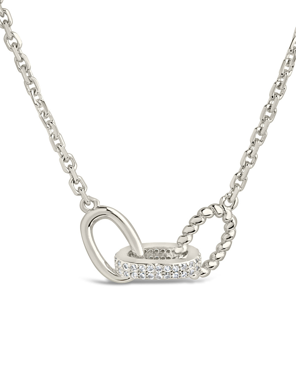 Journi CZ Interlocking Chain Pendant Necklace for Women - Cubic Zirconia Gold Layered Jewelry - Perfect for Date Night, Wedding & Everyday Elegance