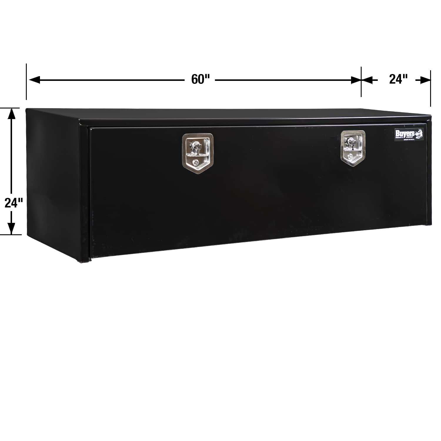 Buyers Products 1704315 Black Steel Underbody Truck Tool Box with Lockable T-Handle Latch - 24x24x60 Inch Heavy Duty Storage Chest | Made in USA | Perfect for Truck Bed Organization, Work Tools & Equipment Storage