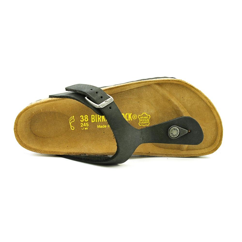 Birkenstock Women's Gizeh Black Oil Leather Sandals - Comfortable Cork Footbed for Casual Wear, Walking & Summer Outfits