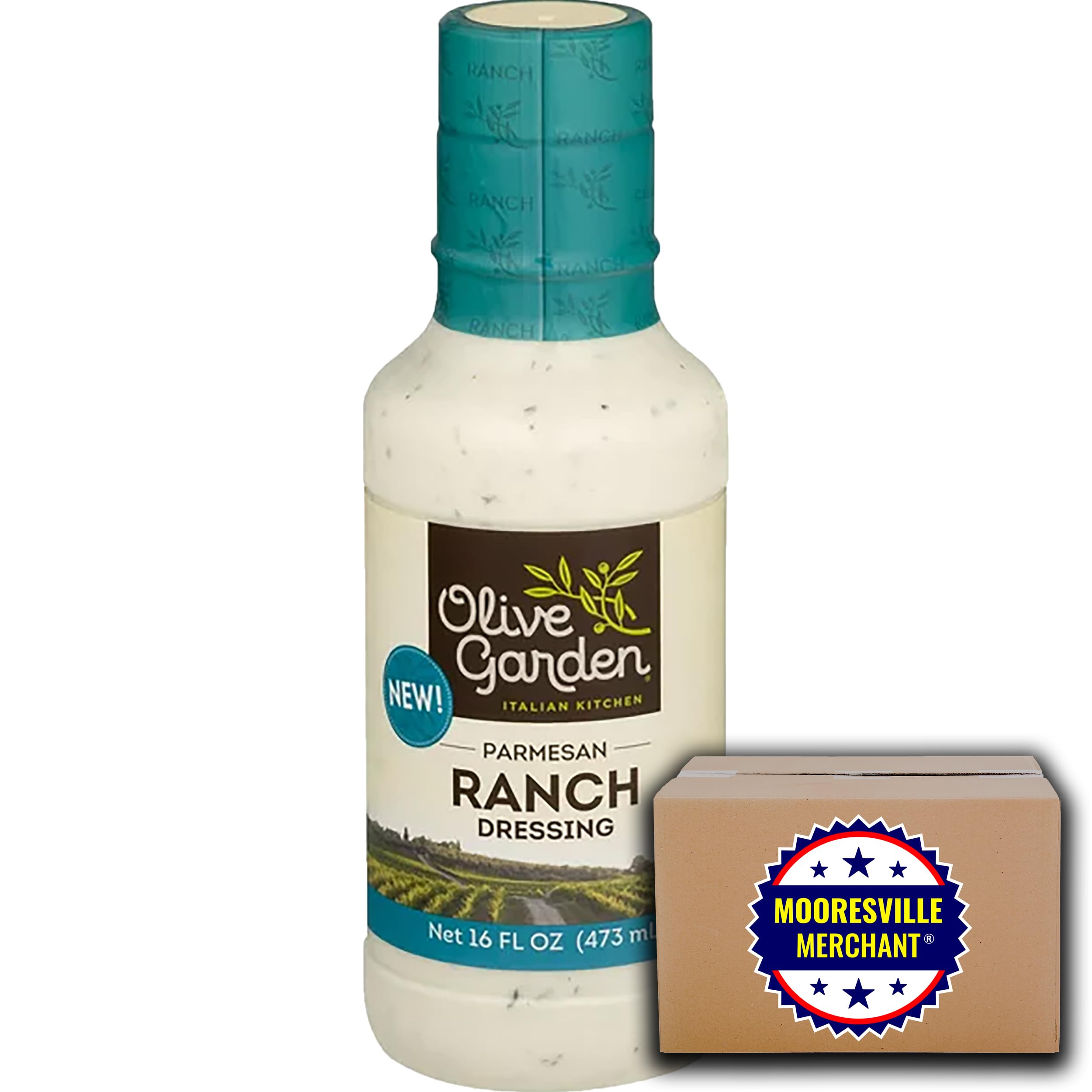 Parmesan Ranch Dressing 16 fl oz (2 Bottles) - Creamy Italian Salad Dressing with Cheese | Perfect for Salads, Wings, Dips & Party Platters | Includes Free Mooresville Merchant Decal