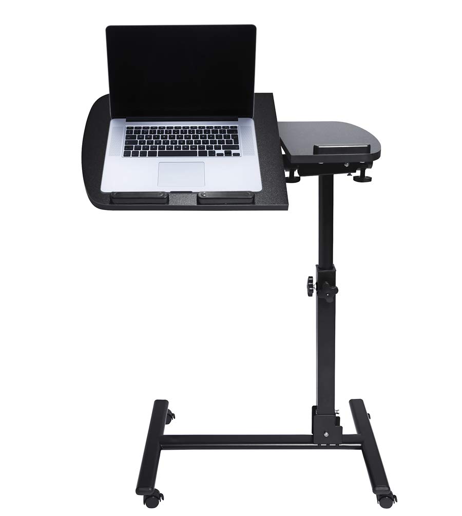 Adjustable Height Rolling Laptop Desk Cart - Mobile Overbed Table with Tiltable Top for Sofa, Bed, Office & Home Use - Ergonomic Computer Stand for Work, Study & Relaxation