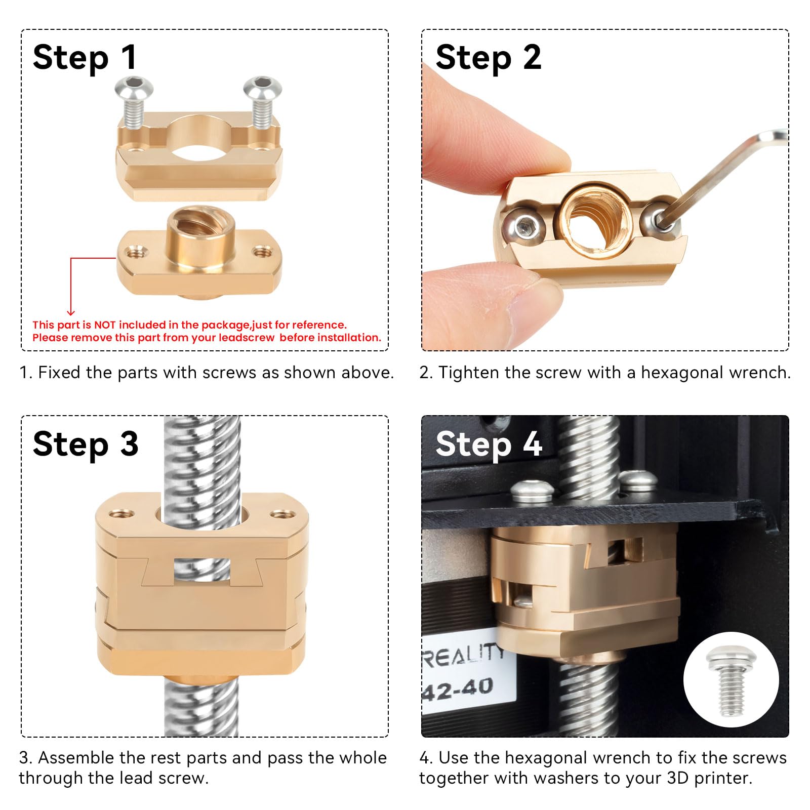 Ender 3 Z-Axis T8 Anti-Backlash Coupler for 3D Printers - Ender 3 Pro/V2/Neo/S1, Ender 5, CR10
