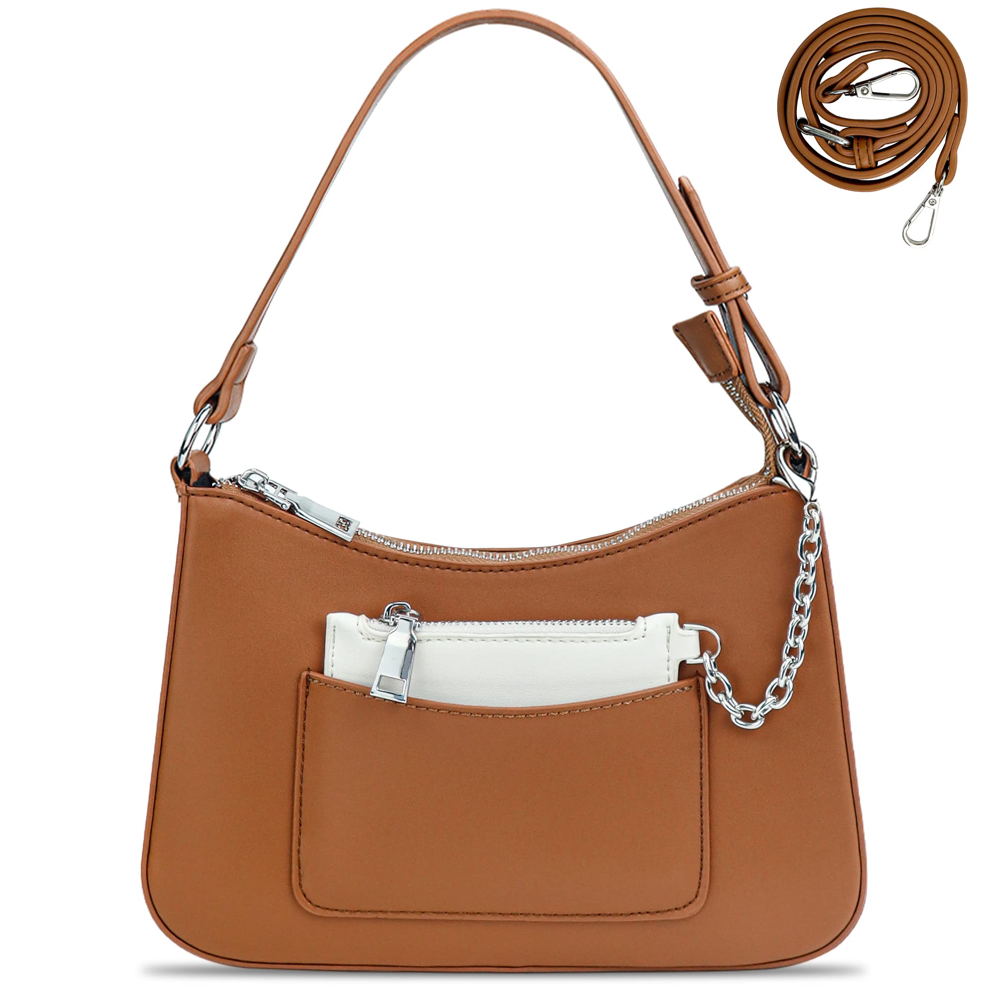 Whale Power Women's Small Shoulder Bag - Classic Faux Leather Crossbody Purse with Zipper Closure & Coin Pocket | Retro Handbag for Daily Use, Travel & Shopping