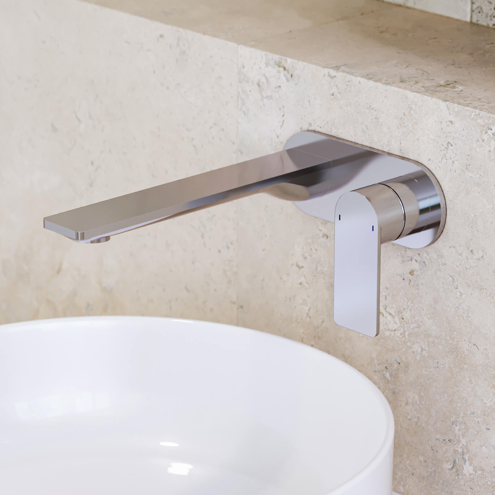 Caroma Urbane II 220mm Lead-Free Wall Mounted Basin Bath Mixer Tap - Round Chrome Finish for Modern Bathroom & Vanity Sink Installation