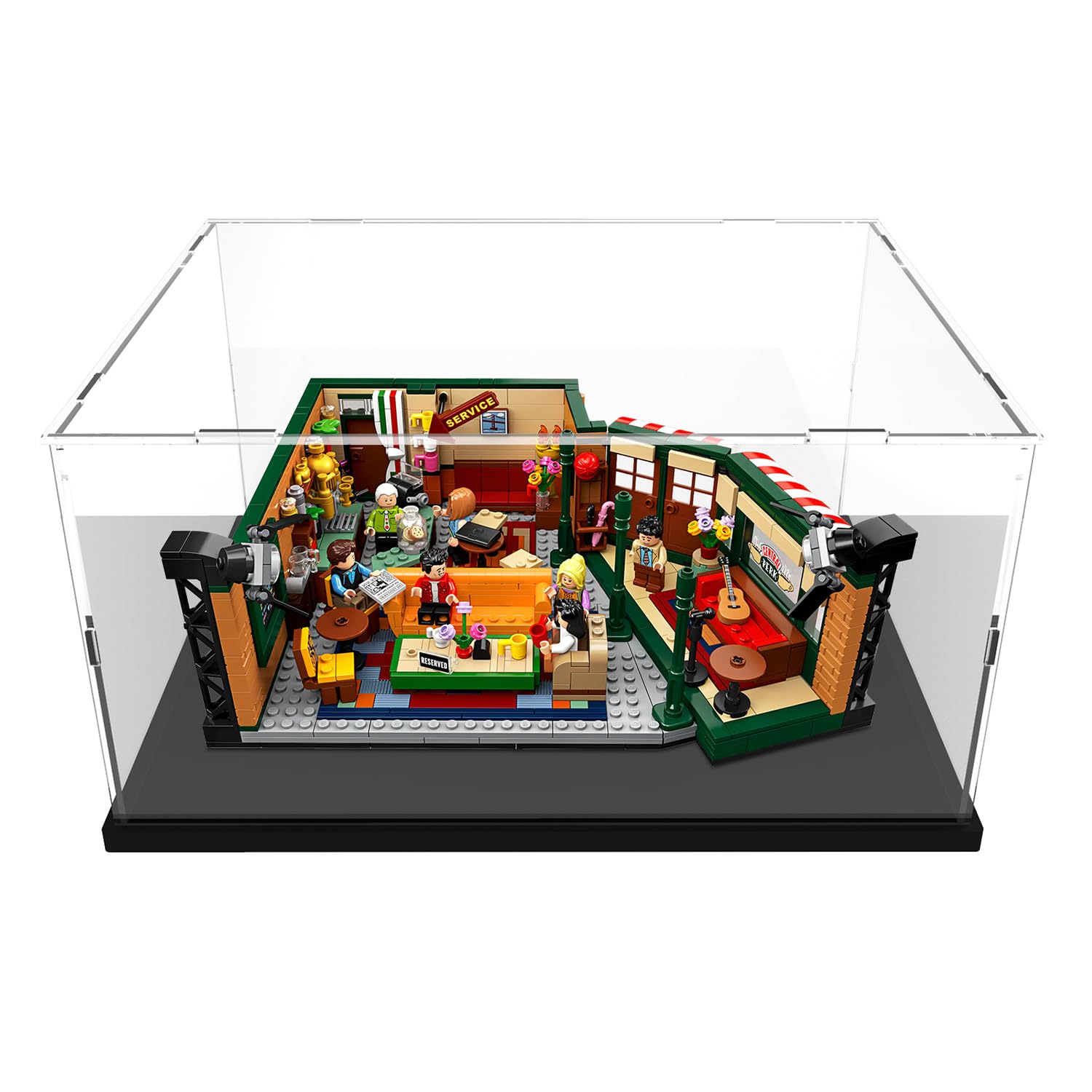 Nynelly Clear Acrylic Display Case for Lego 21319 & 75292 Sets - 11.8×15.7×7.9 Inch Countertop Showcase with Black Base - Perfect for Collectible Figures, Toys, and Miniature Displays - Ideal for Home, Office, or Retail Store Decor