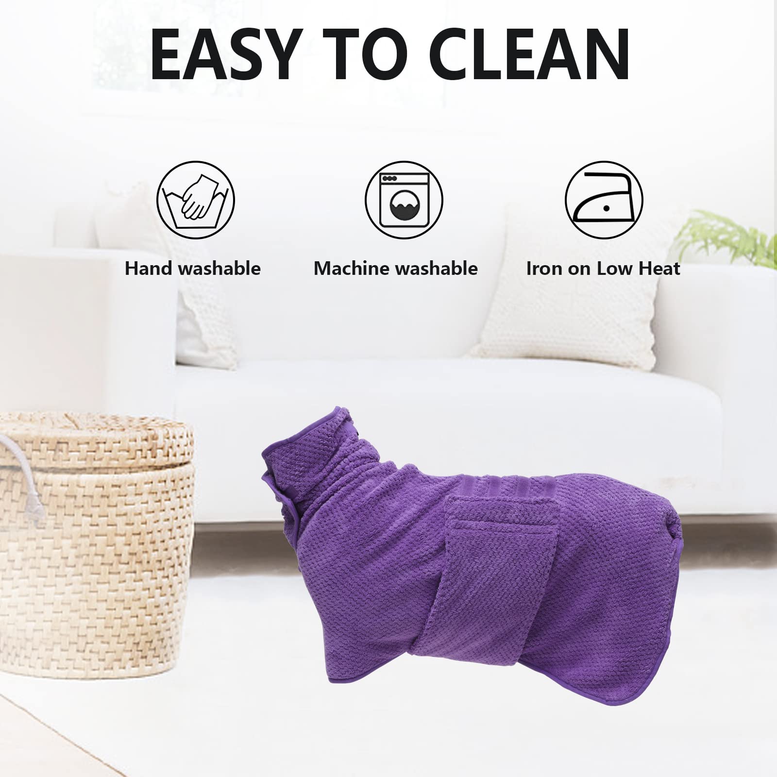 **Geyecete Fast Drying Dog Bathrobe Towel - Super Absorbent Pineapple Grid Pet Drying Coat for Dogs & Cats - Purple, 3XL - Perfect for Post-Bath, Grooming & Spa Days**