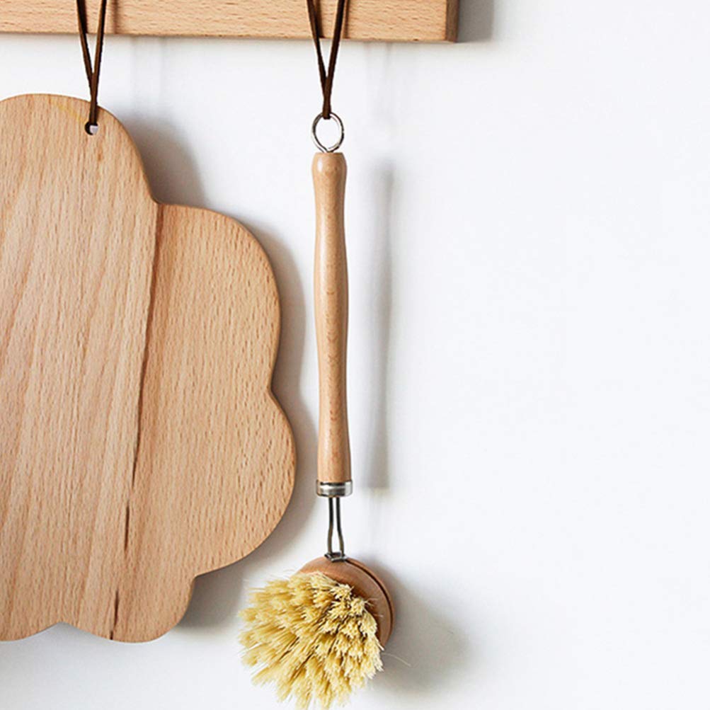 Hemoton 2-Pack Natural Sisal Dish Brush with Wooden Handle - Multi-Function Kitchen Sink Brush for Pots, Pans, Dishes & Tubs - Perfect for Deep Cleaning Cookware, Scrubbing Sinks & Bathroom Tiles